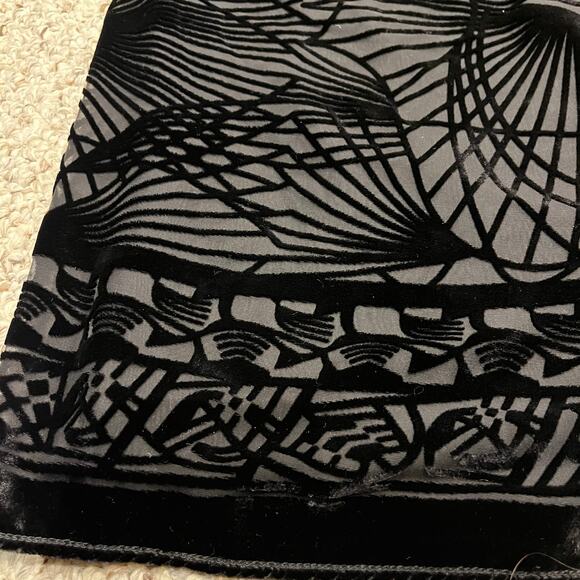 Studio M Velvet Burnout Shift Dress Sz S Black Silk Blend Fairy Grunge Witchy - Picture 4 of 6